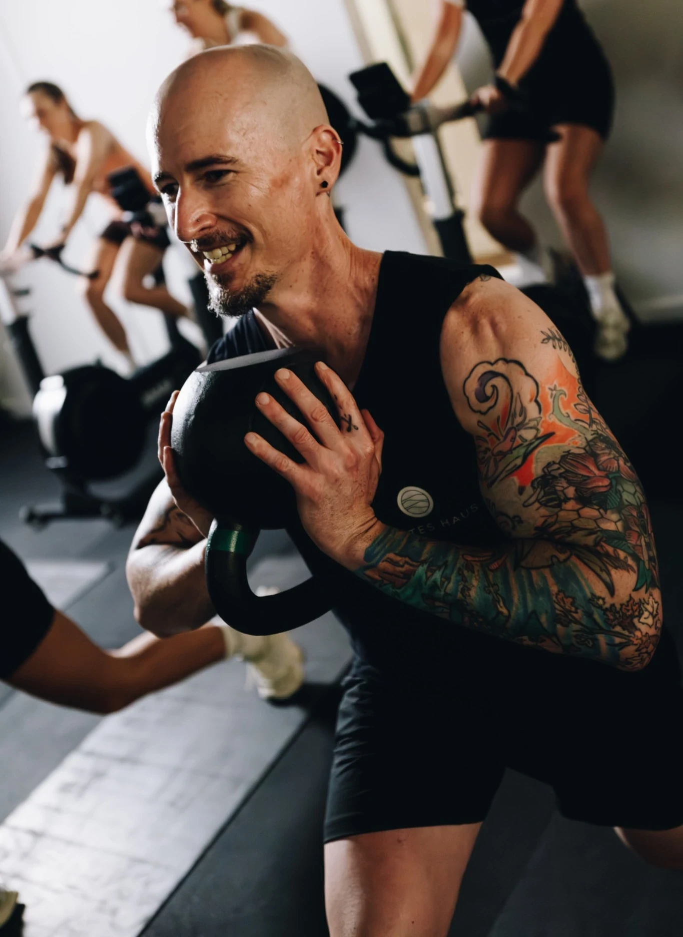 Shannon training with a kettlebell